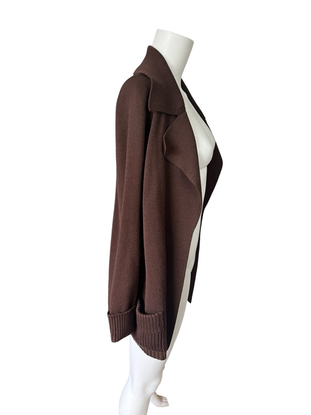 Vintage Banff Brown Cardigan Sweater Open Front Wool Blend Womens Size 10 - Picture 4 of 9
